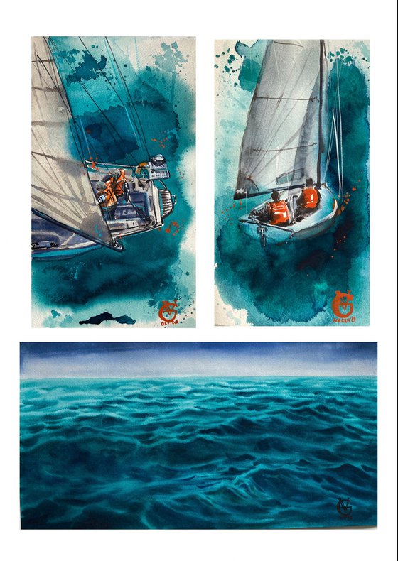 DEEP GREEN SEA - triptych
