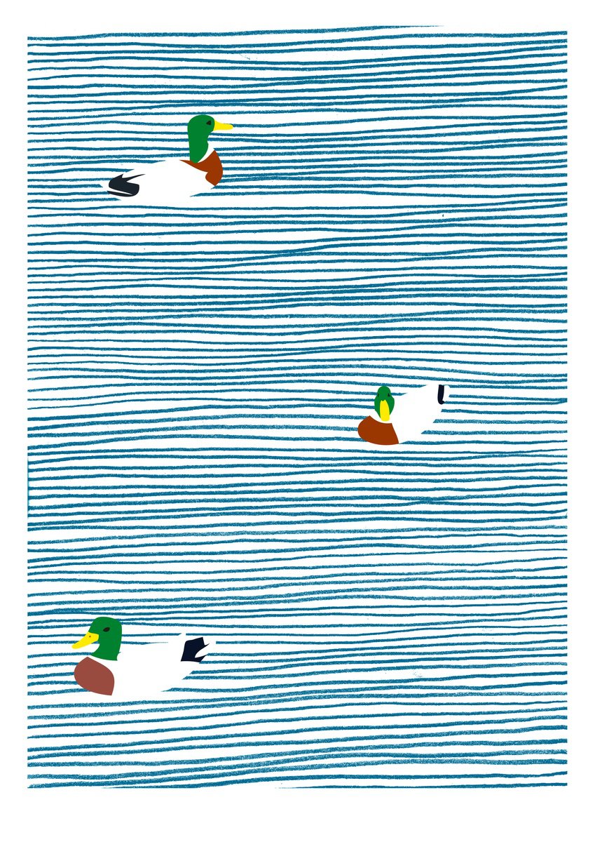 Illustrative Animal Giclee Print By Nick Sellers, 17 X 23", Askern Pond (A2), Original Artwork