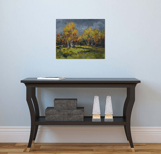 Autumn Birch Grove Landscape painting