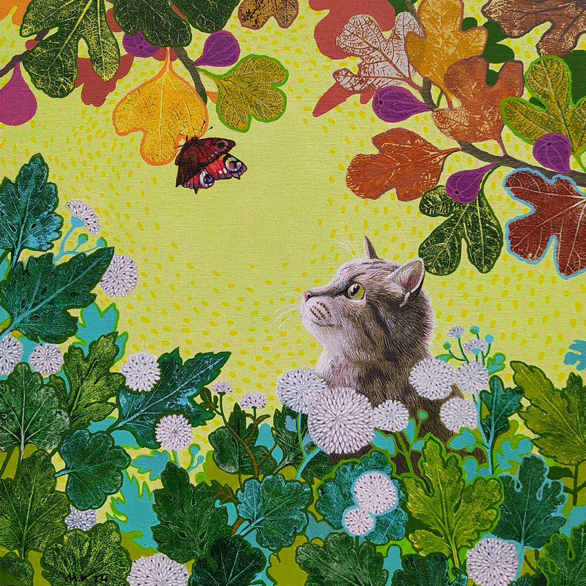 Animal Collage By Margot Raven, 16 X 16", The Butterfly, Original Artwork