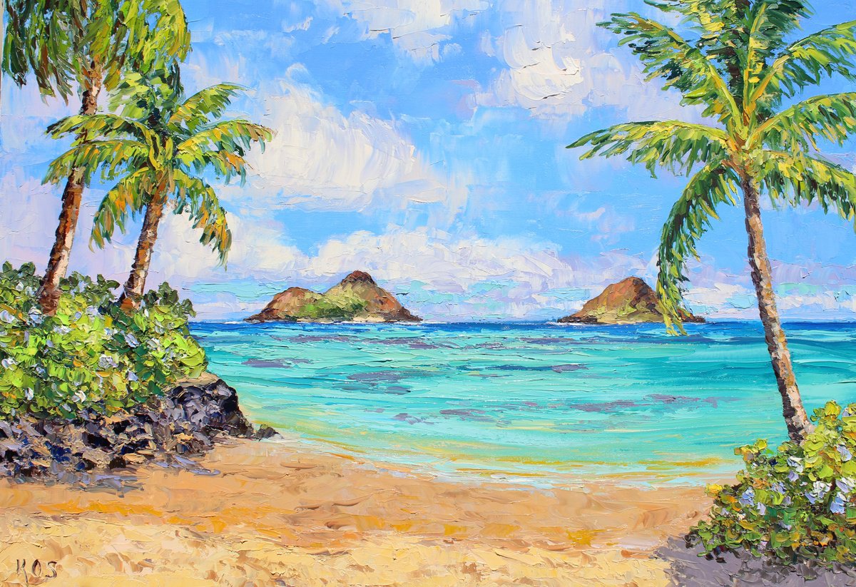 Impressionistic Landscape Oil Painting By Kristen Olson Stone, 26 X 18", Islands In The Wind, Original Artwork