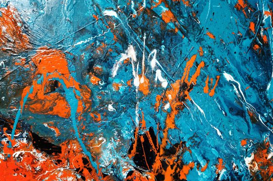 Teal Candy 240cm x 100cm Blue Orange Abstract Art