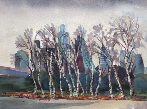 Silver Birches outside Tate Modern by Catherine Evans