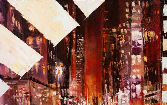 "Night crosswalk", cityscape, abstraction