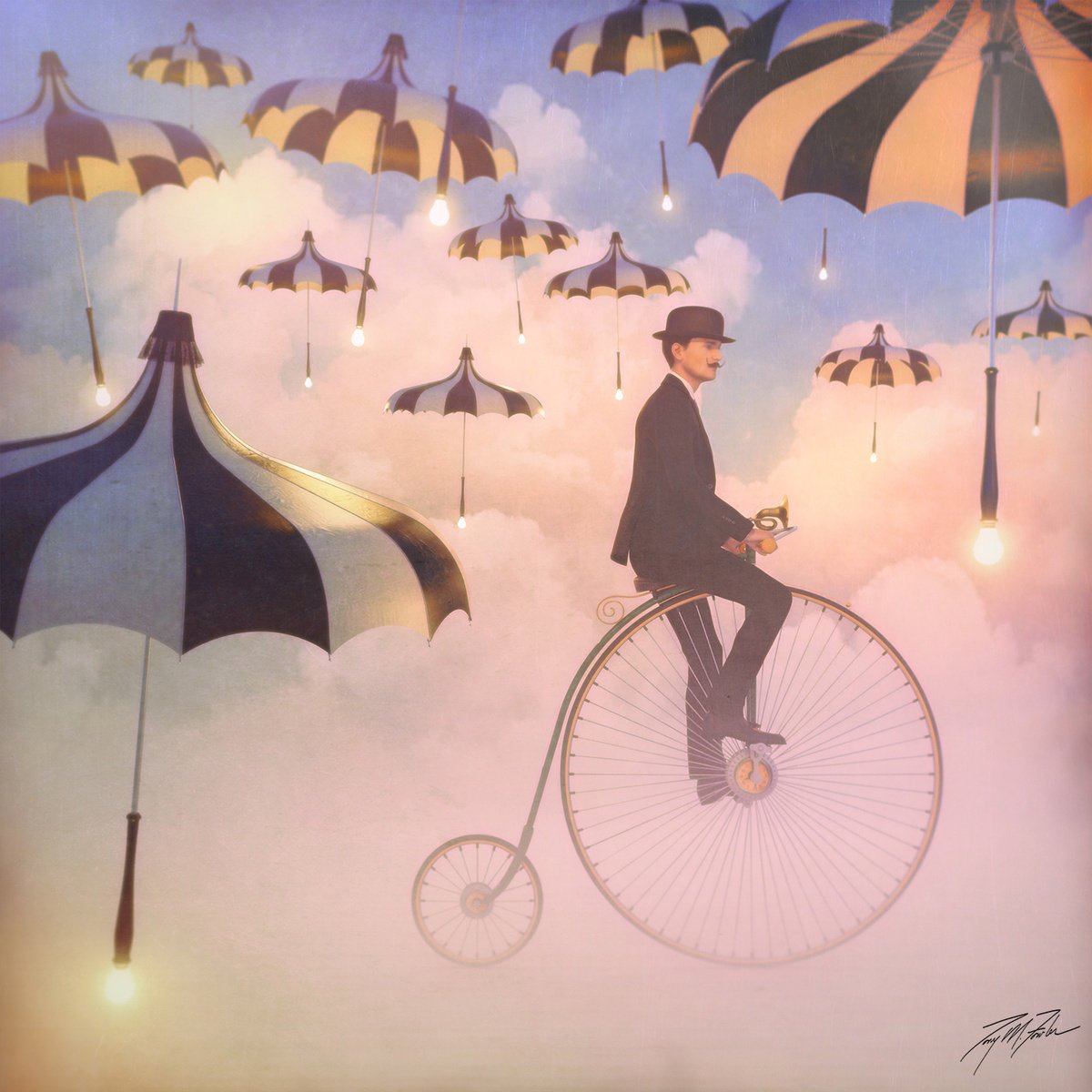 Surrealistic Portrait Giclee Print By Tony Fowler, 30 X 30", Electric Dreams, Original Artwork