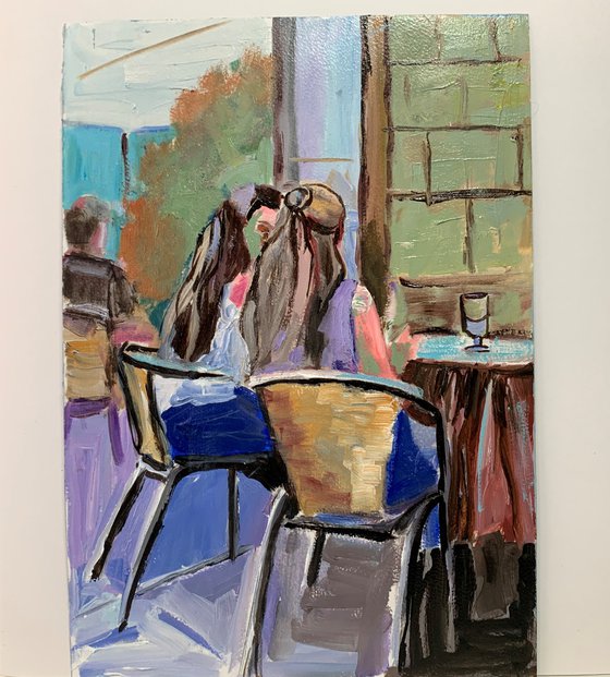 Young women in a cafe.