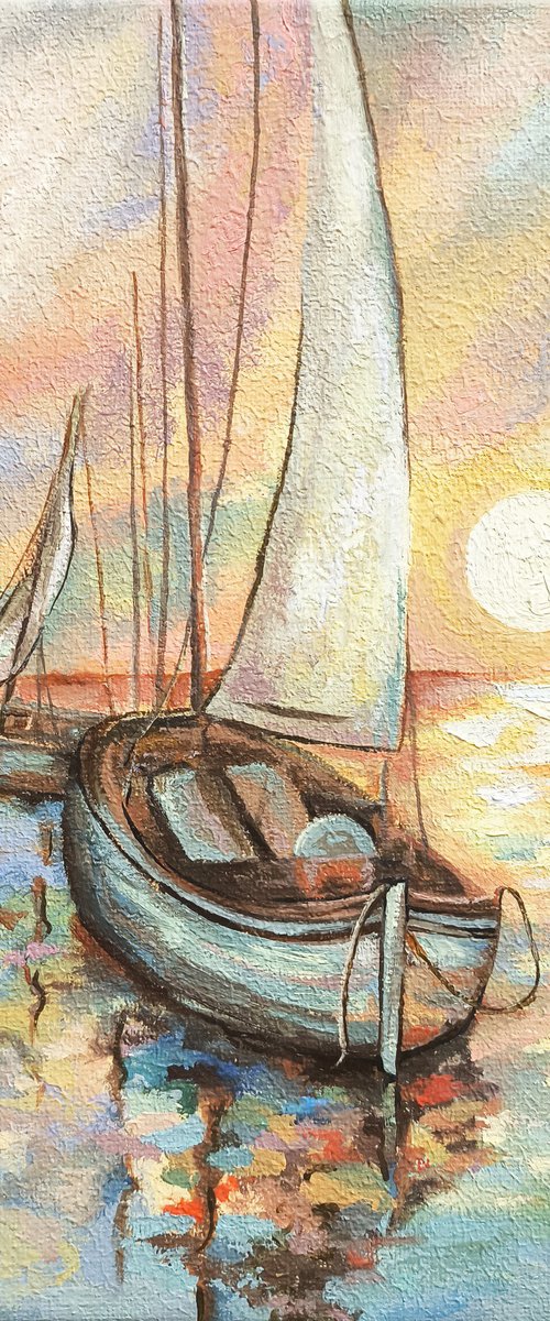 Sailboats at Dusk by Narine Vardanyan