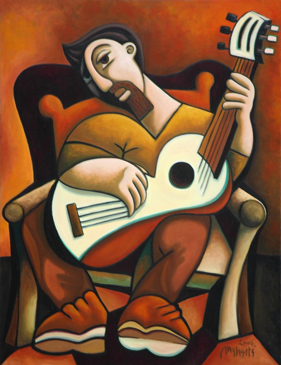 Surrealistic Portrait Oil Painting By Malasits Zsolt, 39 X 51", A Song About Love, Original Artwork