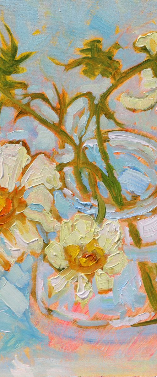Spring Garden Flowers #4 In a Jam Jar by Mary Kemp