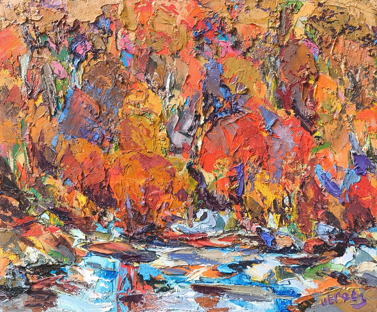 Golden Fire By The Water By Sergey Arustamyan, 12 X 9, Artwork For Sale On Artfinder