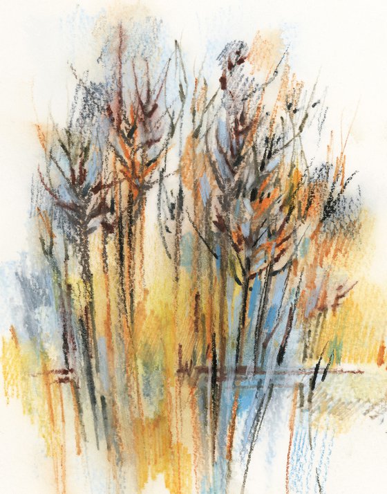 Abstract Nature - Tree Forests and Landscapes Watercolor paintings set of 4