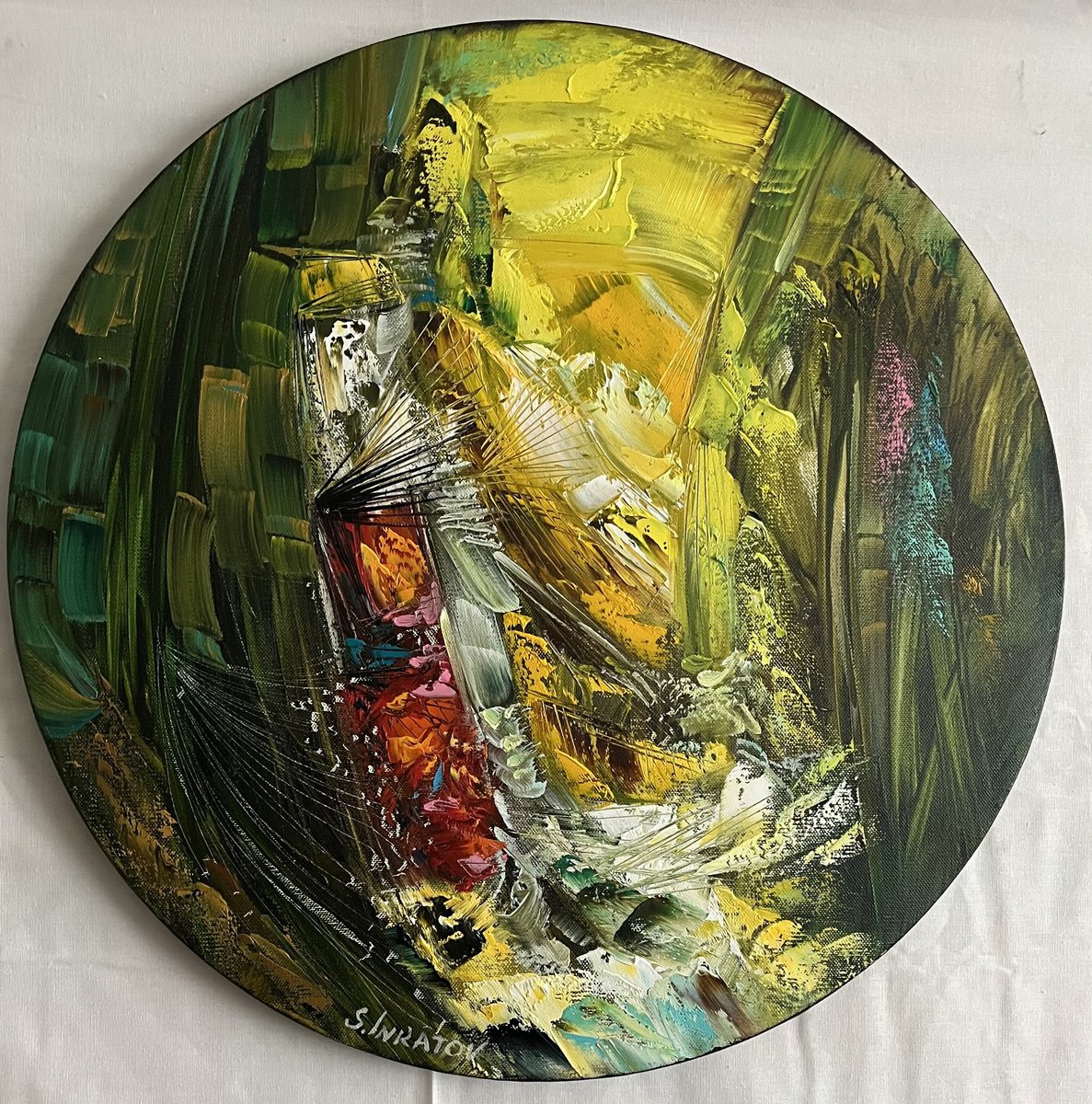 Abstract Oil Painting By Sergei Inkatov, 20 X 20", Life Philosophy 3, Original Artwork