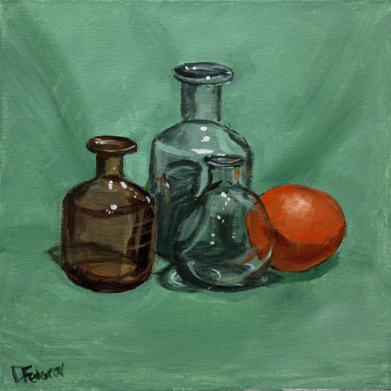 Still Life with Glass and Orange