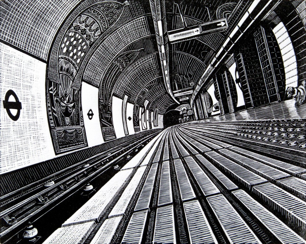 Cityscapes Etchings & Engravings By Rebecca Coleman, 13 X 12", Viewsubterranea: Finsbury Park, Original Artwork