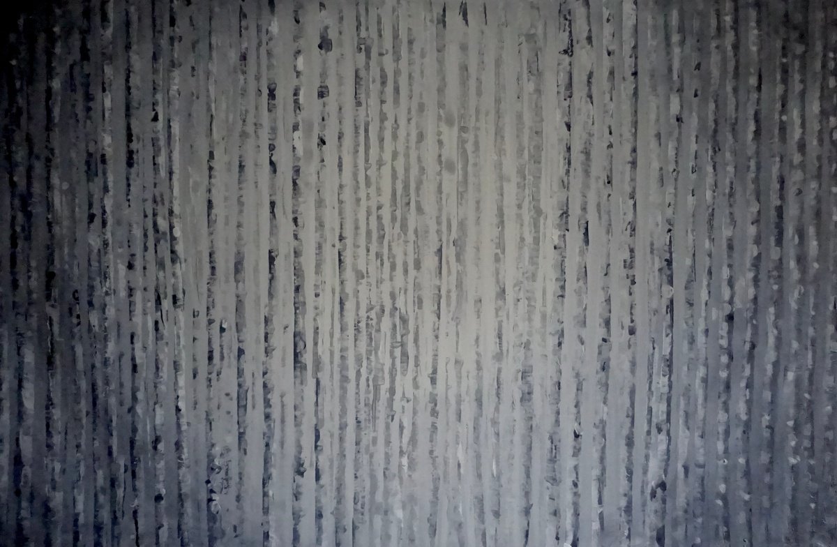 Impressionistic Abstract Oil Painting By Mel Davies Original Art, 36 X 24", Silver Rain, Original Artwork