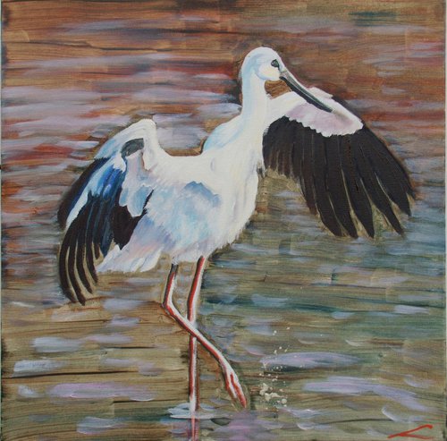Oriental stork by Elena Sokolova