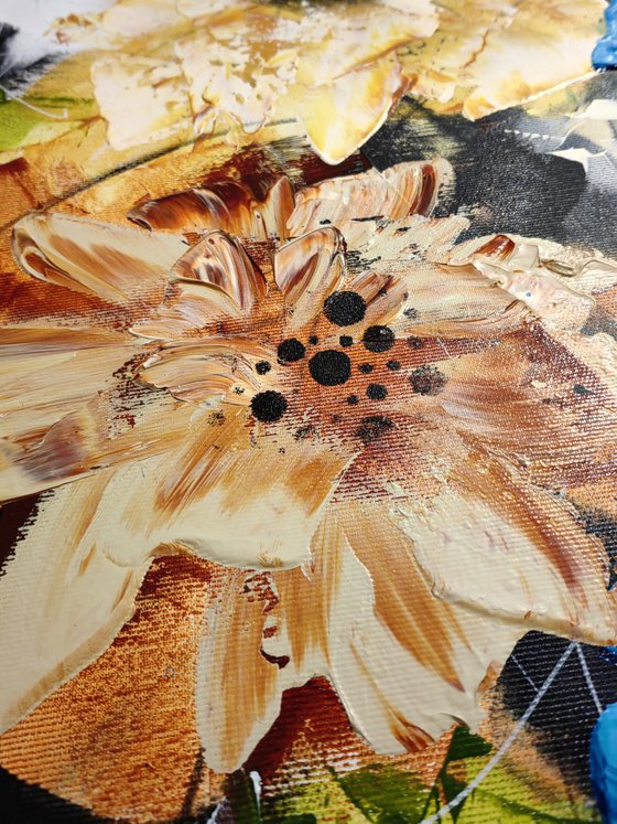 "Memories", XXL abstract flower painting