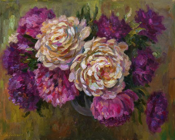 Bright Bouquet Of Peonies - floral still life