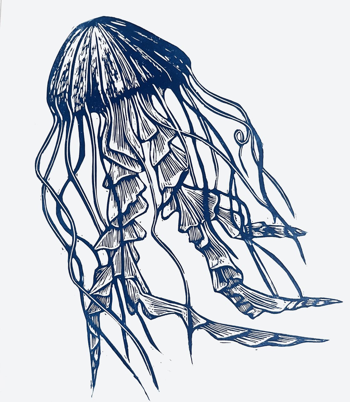 Jellyfish - Original top Linocut (Multiple Colors Availale)