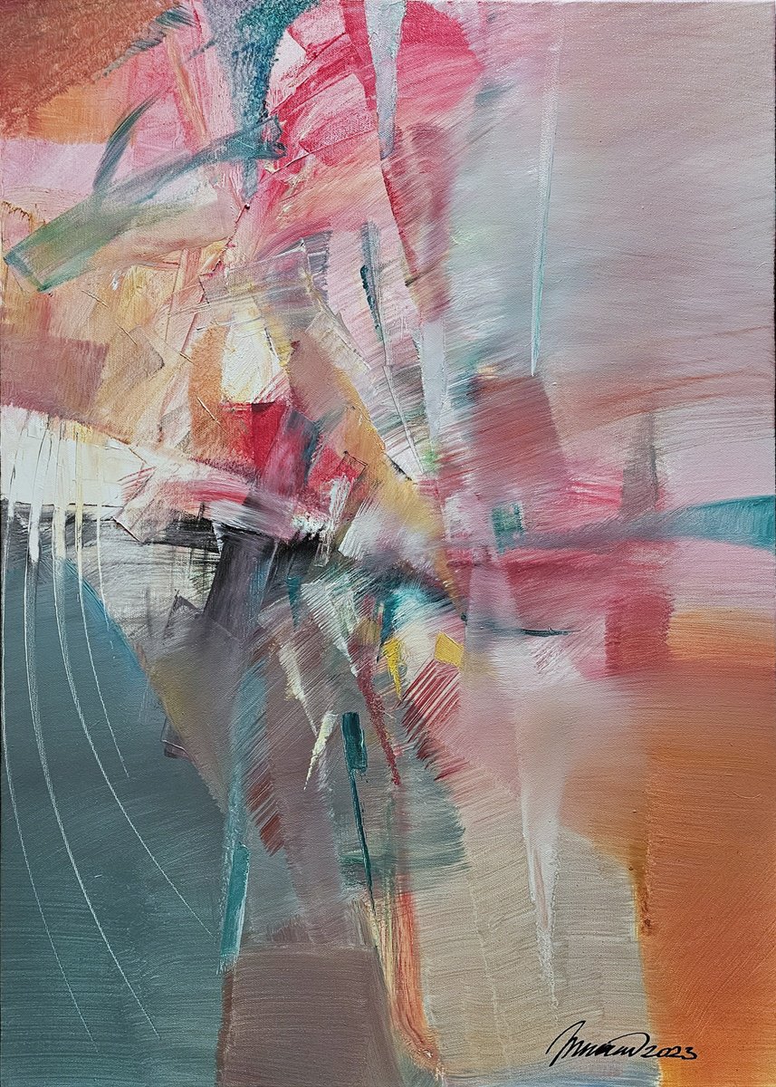 Abstract Oil Painting By Taidakov Nikolai, 20 X 28", Churry Flow, Original Artwork