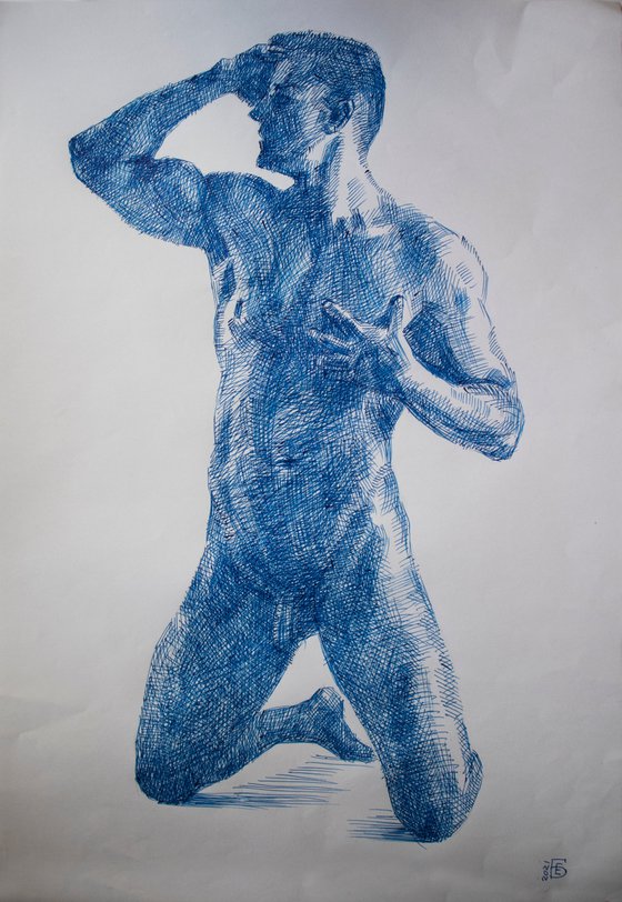 Male nude figure drawing