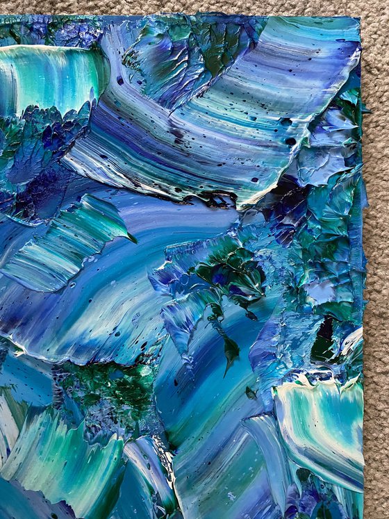 "Caught In Your Waves" - Original PMS Artwork Textured Abstract Oil Painting on Wood Panel - 24" x 16"