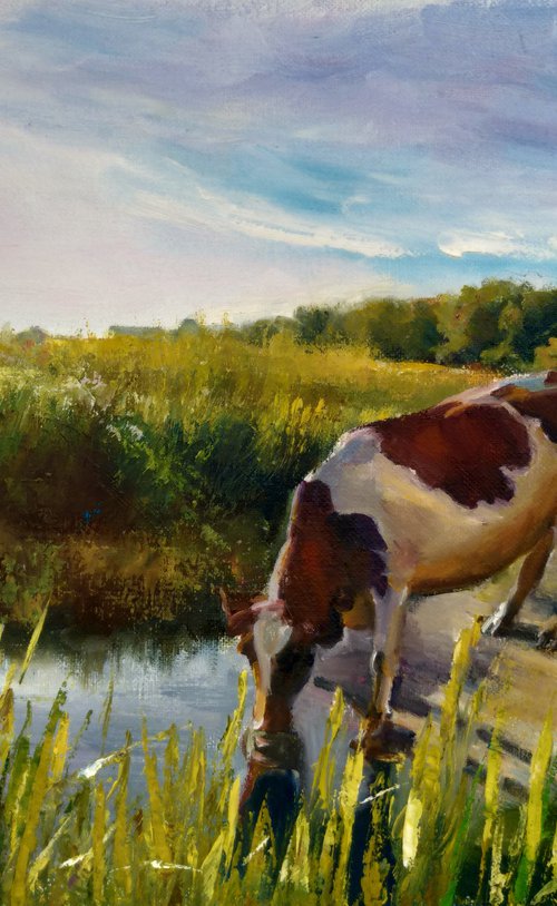 Cow at the watering by Valentina Andrukhova