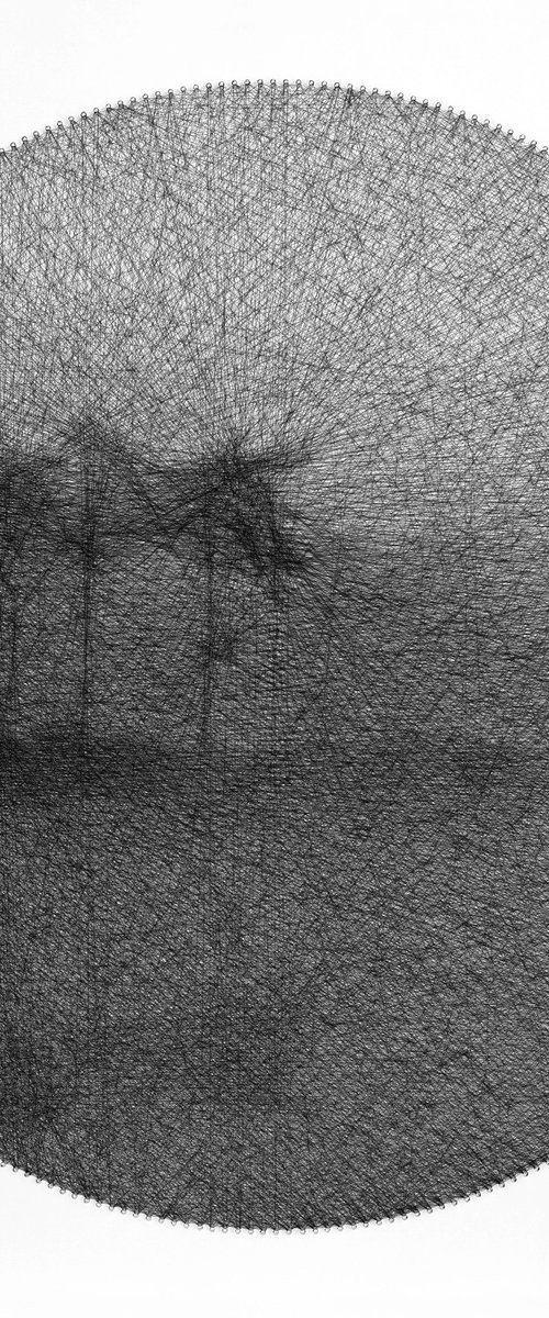 Trees by the lake string art landscape by Andrey Saharov