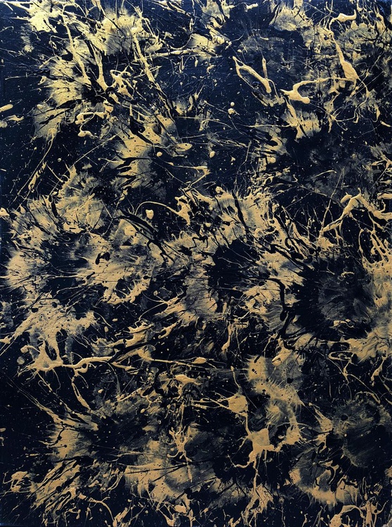 Gold Leaf 1 2018 Gold And Black Textured On 18 Artfinder