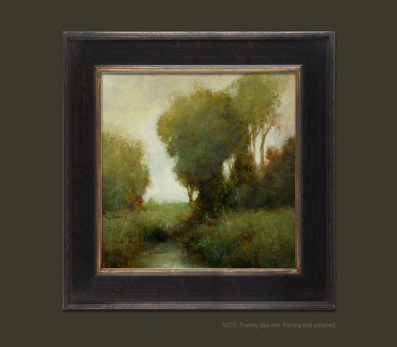 Misty Green Trees impressionist tonal landscape