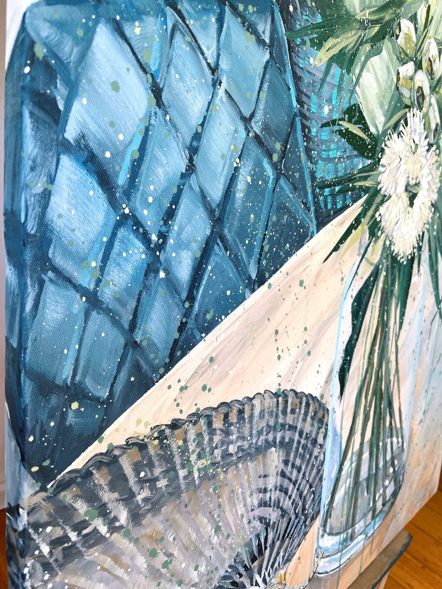 Expressive Botanical Acrylic Painting By Hsin Lin, 30 X 35, Home Is Where You Are, Original Artwork