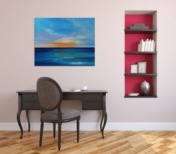 Dusk Embers - Cornish Seascape, Art, Skyscape