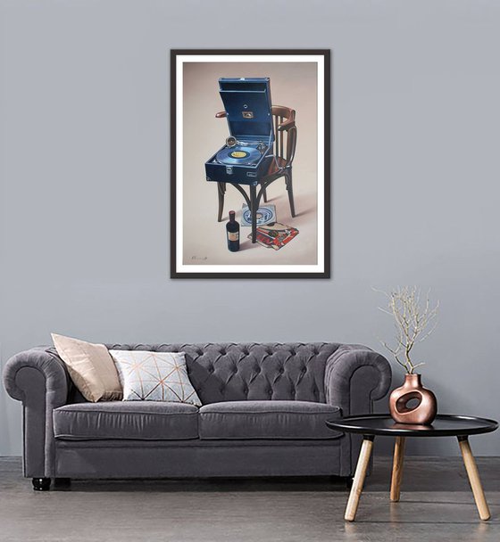 Still Life with Retro Gramophone and Chair