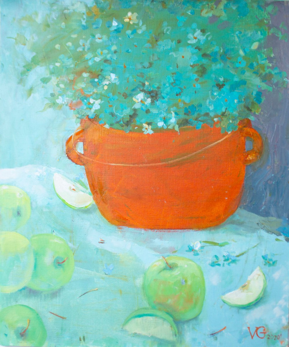 Still life with green apples by Valentina Gaychuk