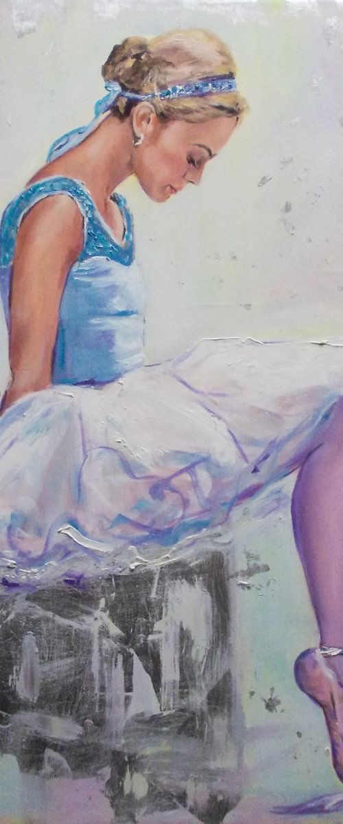 Resting Moment-original ballerina painting by Antigoni Tziora