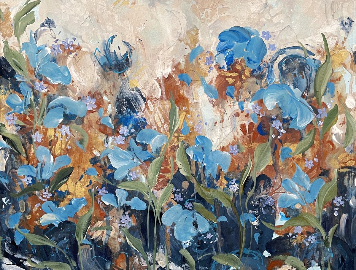 Organic Botanical Acrylic Painting By Nicole Esposito Woodall, 20 X 16", Mesa Fleur Ii, Original Artwork