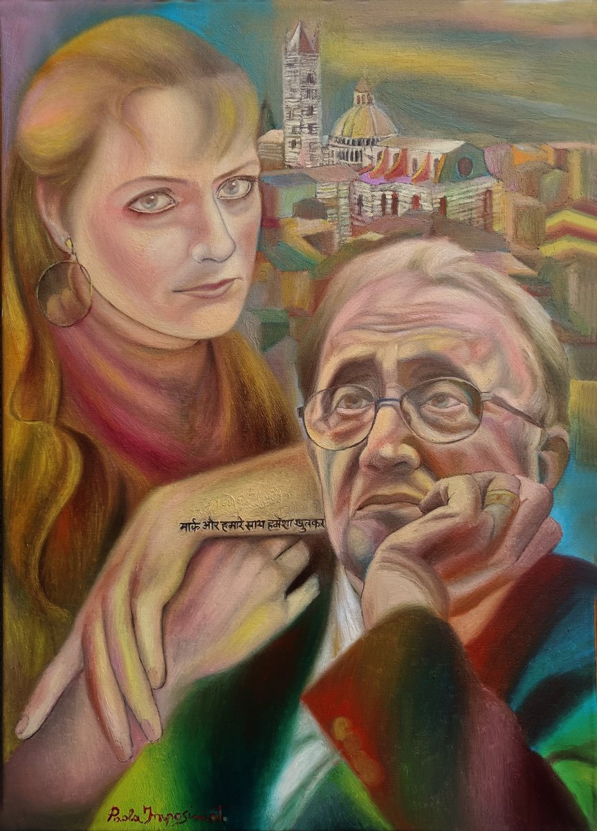 Expressive Portrait Oil Painting By Paola Imposimato, 20 X 28", The Storyteller Of Siena, Original Artwork