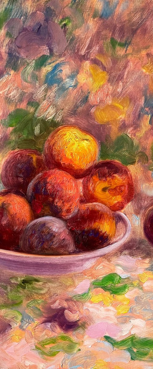Still Life with peaches by Elina Arbidane