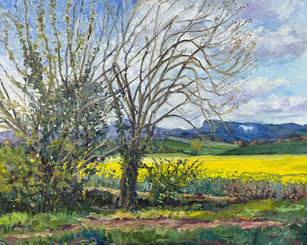Kilburn White Horse, Spring Oil painting by Jeff Parker Artfinder