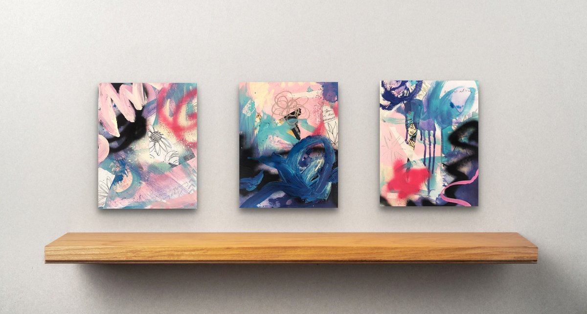 Cotton Candy - Triptych Series by Amy Smith