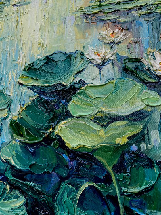 "The Waterlily Pond"original oil painting by Artem Grunyka