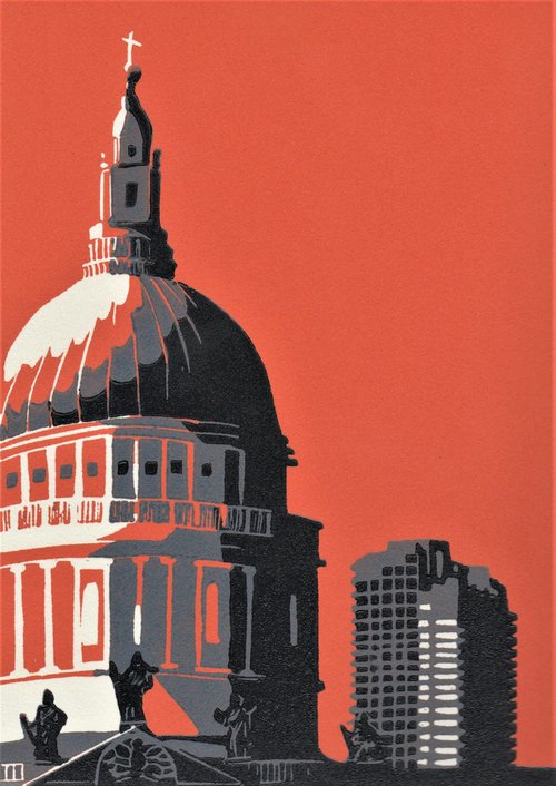 St Paul's Cathedral with Barbican (orange) by Jennie Ing