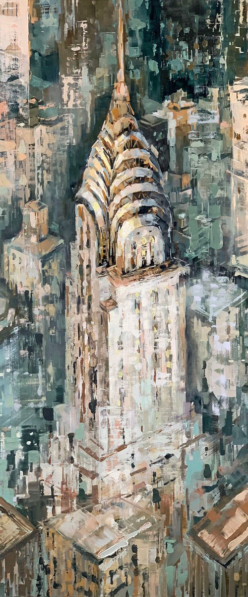 Cityscape Oil Painting - High Above by Sandra Zekk