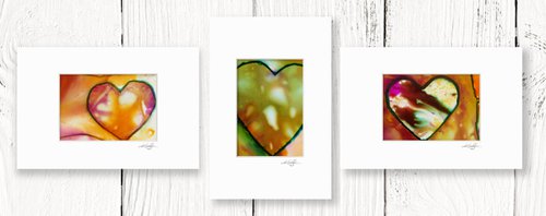Heart Collection 26 - 3 Small Matted paintings by Kathy Morton Stanion by Kathy Morton Stanion