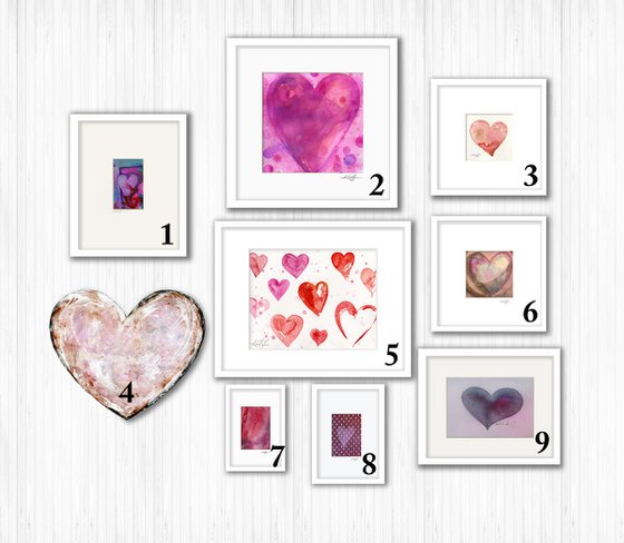 Heart Gallery Wall Collection 1 - 9 Heart Paintings by Kathy Morton Stanion