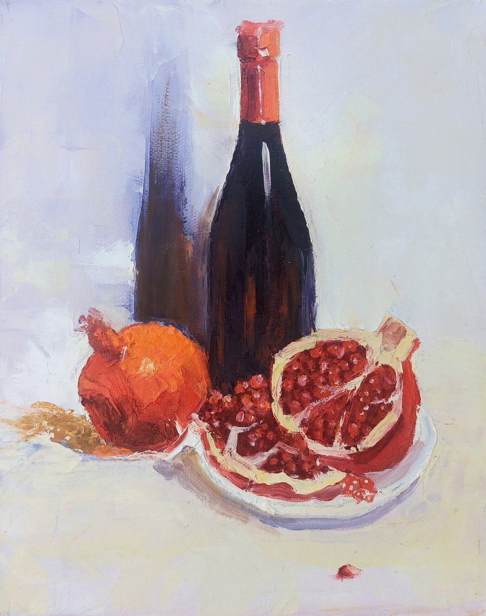 Impressionistic Still Life Oil Painting By Hrach Baghdasaryan, 9 X 12, Harvest Delight, Original Artwork