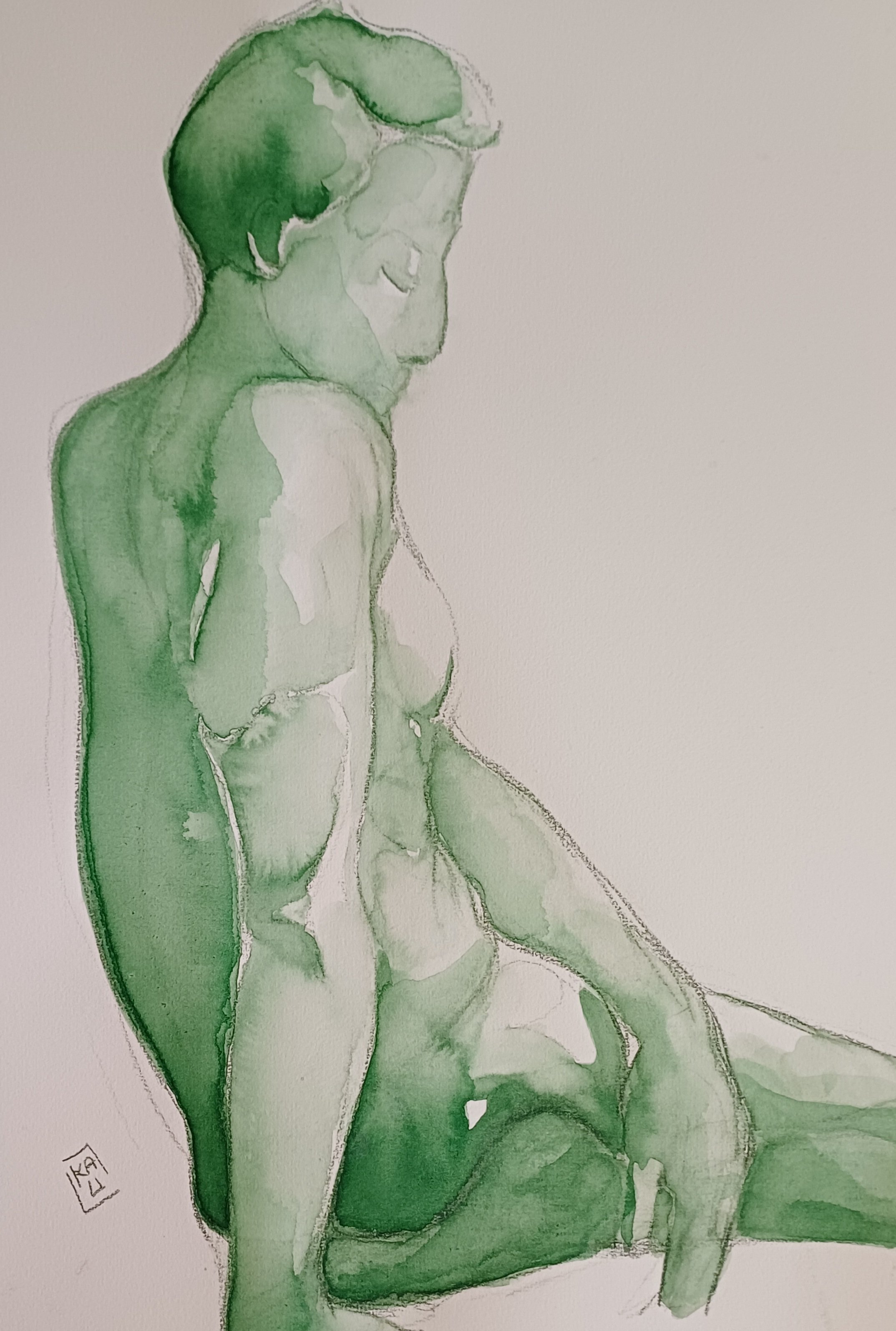 Impressionistic Portrait Charcoal Drawing By Karin Lichtenegger, 11 X 17", Resting, Original Artwork