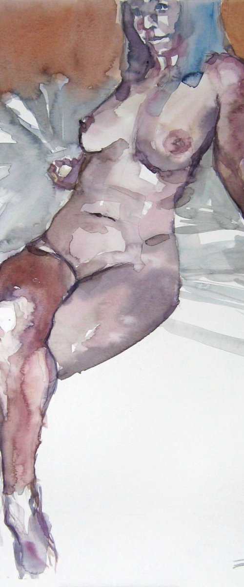 cross legged nude.. by Goran Žigolić Watercolors