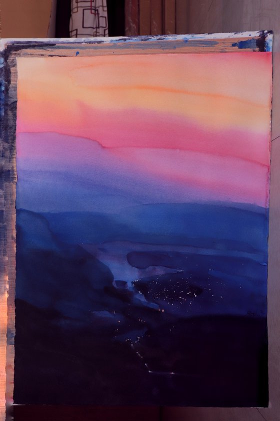 Lake lights and twilight: SOLD
