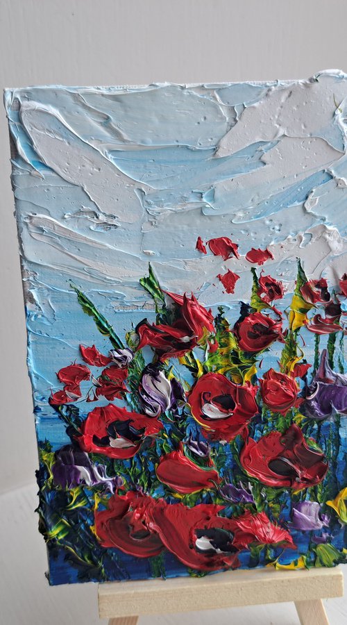 Poppies mini painting by Oksana Fedorova